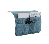 JUNLEBUYI Sofa Chair Armrest Storage Organizer, 6 Pockets, Non-Slip Couch Recliner Remote Control Holder Waterproof Arm Tidy Hanging Bag Pouch for Phone Books Glasses (Gray Blue#,1pcs)