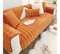 JUNLEBUYI Sofa Cover 1/2/3/4Seater, Faux Fur Thick Rabbit Plush Sofa Slipcovers Anti-Slip L Shape Couch Covers for Armchair Corner Leather Furniture Protector Dog Pets (70 * 150cm,Brown Coffee)