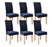JUNLEBUYI Thick Velvet Dining Room Chair Covers, Super Soft Stretch Chair Slipcover, High Back Chairs Cover Elastic Washable XL Chair Protector for Hotel,Ceremony,Banquet,Restaurant (Navy,XL 6pcs)