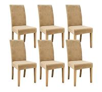 JUNLEBUYI Thick Velvet Dining Room Chair Covers, Super Soft Stretch Chair Slipcover, High Back Chairs Cover Elastic Washable XL Chair Protector for Hotel,Ceremony,Banquet,Restaurant (Khaki,XL 6pcs)