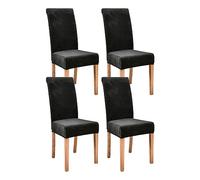 JUNLEBUYI Thick Velvet Dining Room Chair Covers, Super Soft Stretch Chair Slipcover, High Back Chairs Cover Elastic Washable XL Chair Protector for Hotel,Ceremony,Banquet,Restaurant (Black,4pcs)