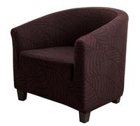 JUNLEBUYI Tub Chair Cover, High Stretch Bucket Chair Covers Jacquard Pattern Club Chair Covers Non Slip Armchair Slipcovers for Dining Living Room Cafe Bar Reception Office (Coffee)
