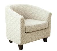 JUNLEBUYI Tub Chair Cover, Upgraded 2 IN 1 Design High Stretch Jacquard Armchair Sofa Slipcover, 2 Piece Set with Cushion Cover Removable Non Slip Club Bucket Chairs Sofa Covers (Beige2)