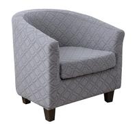 JUNLEBUYI Tub Chair Cover, Upgraded 2 IN 1 Design High Stretch Jacquard Armchair Sofa Slipcover, 2 Piece Set with Cushion Cover Removable Non Slip Club Bucket Chairs Sofa Covers (Grey2)