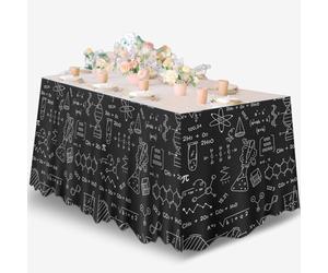 Junliang Chemistry Table Skirt Laboratory Periodic Table of Elements Table Cover Decorations for Science Theme Birthday Party Baby Shower Decor Dinner Banquet Supplies Favors