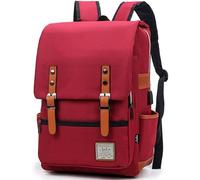 Junlion Unisex Business Laptop Backpack College Student School Bag Travel Rucksack Daypack with USB Charging Port Red