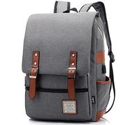 Junlion Unisex Business Laptop Backpack College Student School Bag Travel Rucksack Daypack with USB Charging Port Grey