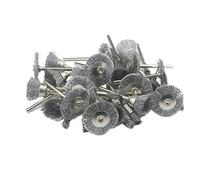 JUNLIXN 30 Pcs Wire Brush Wheel, 1/8 Inch Shank Coarse Crimped Steel Wire Brushes Kits for Dremel Rotary Tool (Silver)