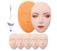 JUNLUNCE Makeup Practice Kit - Includes 6 Realistic Fake Faces & 5D Face Model Stand and Makeup Assistance Tools