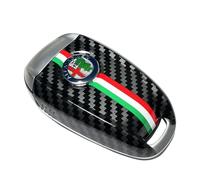 JUNMEI ABS Carbon Fiber Style 3D Color Black Logo Car Smart Remote Key Fob Cover Case Replace for Alfa Romeo Giulia Stelvio Tonale (Color Logo, Black B)