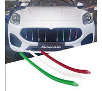 JUNMEI Car front grille decorative strip cover with Italian flag three color front grille mesh decorative strip cover, compatible with Maserati Grecale 2022 2023 (Green,White,Red 3/Pcs)