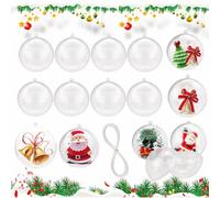 JUNMEIDO 30 PCS Christmas Baubles Clear 4cm Christmas Transparent Baubles Fillable Christmas Baubles Clear Plastic Baubles with String for Christmas Tree Ornaments New Year Xmas Ball Wedding Party