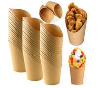 JUNMEIDO 50pcs Kraft Paper Snack Cups, 14oz, Brown, 4.72 x 2.36 inches, French Fries Holders