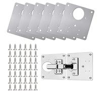 JUNMEIDO 6PCS Hinge Repair Plate Stainless Steel Hinge Plate Cabinet Hinge mounting Plate Concealed Flat mounting Plate Hinge Fixing Plate Set with 36pcs Screws for Cabinet Door Drawer Window