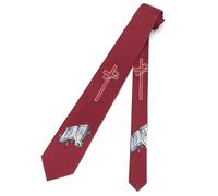 JUNMEISI Mens Christian Cross Jesus Ties 3.27" (8.3CM) Novelty Easter Religous Neckties, Cross Bible - Red, Medium