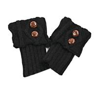 JUNNASALIKER 1Pair Winter Warm Boot Cuffs for Women Button Crochet Knitted Boot Topper Socks Short Leg Warmers Leg Cuffs for Girl