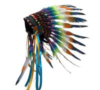JUNNASALIKER Authentic Feather Headdress for Festivals and Parties American Style Headpiece Hair Accesories for Fashion Enthusiasts