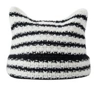 JUNNASALIKER Beanie Hat, Little Devil Hat Striped Knit Hat Devil Horn Hat Skullies Beanie Cat Ear Beanie