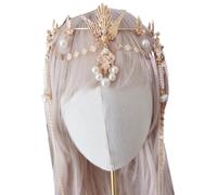 JUNNASALIKER Elegant Crown Headpieces for Women Gold Alloy and Faux Pearls Hair Accesories Headwear for Weddings and Parties