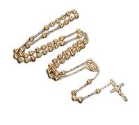 JUNNASALIKER Necklace, Catholic Beads Gold Silver Rosary Beaded Necklace Holy for Cross Religious Amulet for Women Men Prayer Chain Religious G