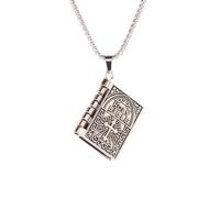 JUNNASALIKER Necklace, Christian Faith Bible Pendant Necklace Religious Jewelry Cross-symbol Pendant Necklace Female Hip-hop Non-fading Chain