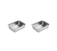 JUNNASALIKER Non Odor And Rust Proof Safe And Hard Stainless Steel Litter Box For And Odorless Indoor Litter Tray Kitten