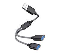 JUNNASALIKER Nylon Braided USB Power Splitter Cable USB Adapter For Charging/Data Transfer Flexible Joint Extends Using Time