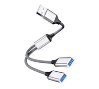 JUNNASALIKER Nylon Braided USB Power Splitter Cable USB Adapter For Charging/Data Transfer Flexible Joint Extends Using Time