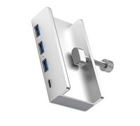 JUNNASALIKER USB3.0 Concentrator 4 Port Aluminum Alloy Clamp Concentrator Adapter For Computer Space Saving Desk Dock 5Gbps Transfer