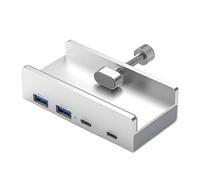 JUNNASALIKER USB3.0 Concentrator 4 Port Aluminum Alloy Clamp Concentrator Adapter For Computer Space Saving Desk Dock 5Gbps Transfer