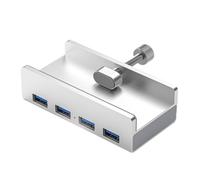 JUNNASALIKER USB3.0 Concentrator 4 Port Aluminum Alloy Clamp Concentrator Adapter For Computer Space Saving Desk Dock 5Gbps Transfer