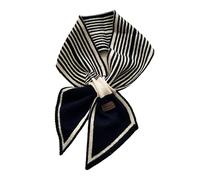 JUNNASALIKER Women Faux Wool Knit for Cross Bib Scarf Striped Pointed Loophole Bow Neckerchie