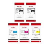 Junnchee PFI-207 Ink Tank 300ml Replacement for Canon PFI207 PFI-207MBK PFI-207BK PFI-207C PFI-207M PFI-207Y Ink Cartridge for ImagePROGRAF IPF680 IPF685 IPF780 IPF785 Printer (5-Pack, BK/MBK/C/Y/M)