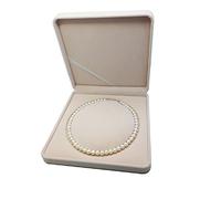 JunningGor Jewelry Set Velvet Box Necklace Earring Ring Necklace Bracelet Gift Display Case Wedding Jewelry Storage Holder (Beige for Pearl Necklace)