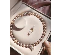 JunningGor Jewelry Velvet Box Pearl Necklace Earring Bracelet Gift Display Case Wedding Jewelry Storage Holder (Beige For Pearl Necklace Earrings Bracelet)