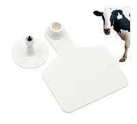Junniu 100 PCS Blank Cattle Ear Tags Cows Livestock Identification TPU Precision Tags for Pigs Goats Sheep Calf Animal (White)