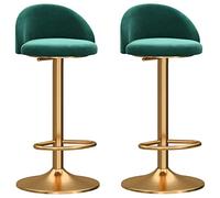 JUNNIU Bar Stools Set of 2, Mechanical Swivel Adjustable Chair, Velvet Curved Backrest & Gold Base with Footrest, Breakfast Kitchen Barstools(Color:Green) Decoration