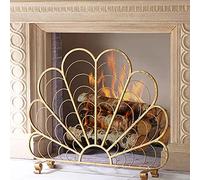 JUNNIU Extra Large Fireplace Screen - Single Panel Baby Safety Fireguard Screen, Classic Design, for Open Fire/Wood Burner/Gas Fires (Color : Gold, Size : 96×78.5cm/37.8×30.9inch) Decoration