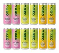 Juno Bamboo Water - Bamboo Sparkling Water Multipack 12 x 250ml Cans | Yuzu, Passionfruit and Mango Flavours | Low Calorie, Vegan, All Natural with Antioxidants and Vitamins
