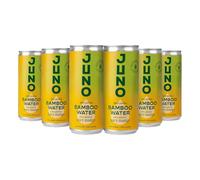 Juno Bamboo Water - Juicy Mango Sparkling Water | Flavored Sparkling Water | Bamboo Water Sparkling Slim cans | Non Alcoholic Drinks | Low Calories, Vegan, Natural Antioxidants and Vitamins | 6X250ml