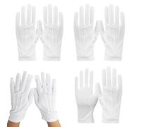 Junohawk 3 Pairs White Formal Gloves for Men, Classic 3-Line Design Parade Gloves, Elastic Comfortable Ceremonial Gloves for Wedding, Funeral, Magic Performance, Cosplay