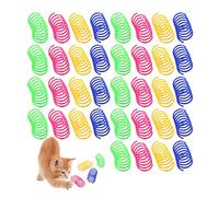 Junohawk 40 PCS Cat Spring Toys, Interactive Cat Toys, Plastic Durable Coil Spring Kitten Toys for Playtime, Exercise, Mental Stimulation, 4 Colors