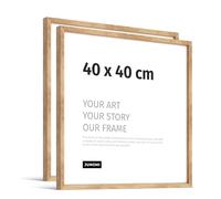 JUNOMI® 2 x Premium Picture Frames 40 x 40 cm Oak - Crafted in Real Wood with a Thin Profile, Shatterproof Acrylic Glass, Horizontal and Vertical Hanging Options