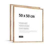 JUNOMI® 2 x Premium Picture Frames 50 x 50 cm Oak - Crafted in Real Wood with a Thin Profile, Shatterproof Acrylic Glass, Horizontal and Vertical Hanging Options