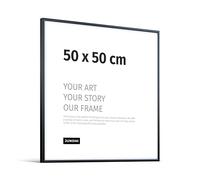 JUNOMI® Picture Frame 50 x 50 cm Aluminium | Colour Black (Matte) | Wall Decoration Metal with Shatterproof Acrylic Glass | Narrow Profile