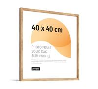 JUNOMI® Premium Picture Frame 40 x 40 cm Oak - Crafted in Real Wood with a Thin Profile, Shatterproof Acrylic Glass, Horizontal and Vertical Hanging Options