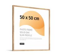JUNOMI® Premium Picture Frame 50 x 50 cm Oak - Crafted in Real Wood with a Thin Profile, Shatterproof Acrylic Glass, Horizontal and Vertical Hanging Options