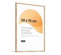 JUNOMI® Premium Picture Frame 50 x 70 cm Oak - Crafted in Real Wood with a Thin Profile, Shatterproof Acrylic Glass, Horizontal and Vertical Hanging Options