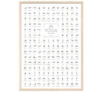 JUNOMI® Yoga Poster A2 with Natural Frame, Yoga Accessories for Studios and Home, Ideal Yoga Gift, Yoga Poses for Beginners and Experts | Includes Frame