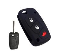 JUNPIY 3 Buttons Flip Silicone Key Cover Fob Case Protection, for Fiat, Panda Idea, Stilo, Punto, Ducato, Bravo 500, Doble, Grande, Minibus Car Key Case(Black)